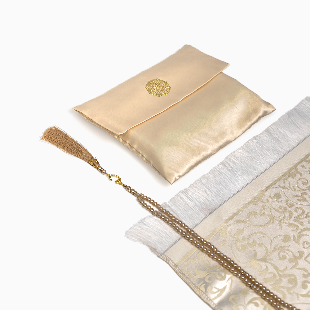 Ebadat Gift Prayer Mat with Matching Prayer Beads