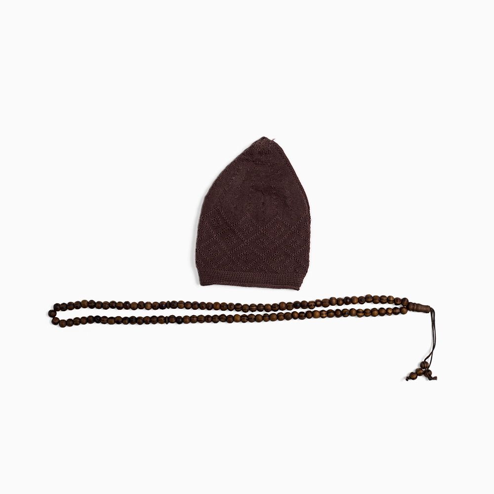 ABDEEZ Prayer Cap Collection (Pack of 5) + Wooden Tasbeeh (Not for Use)
