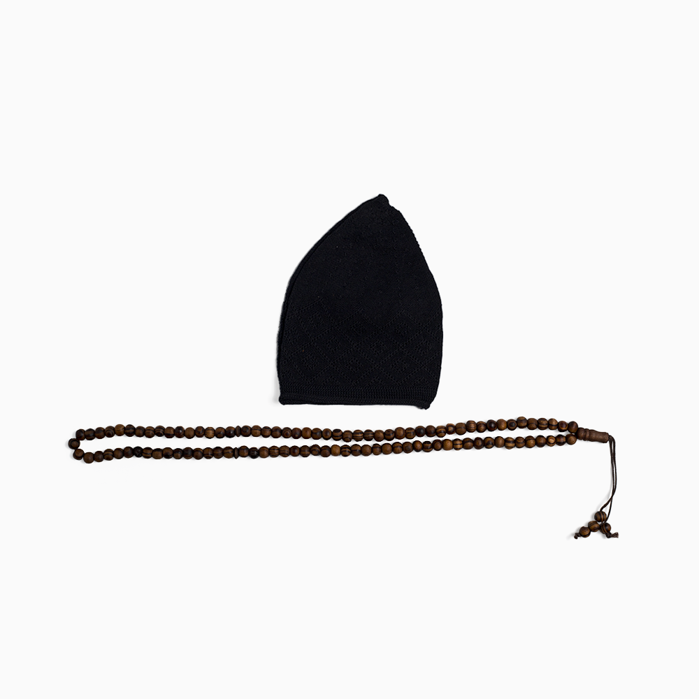 ABDEEZ Prayer Cap Collection (Pack of 5) + Wooden Tasbeeh (Not for Use)
