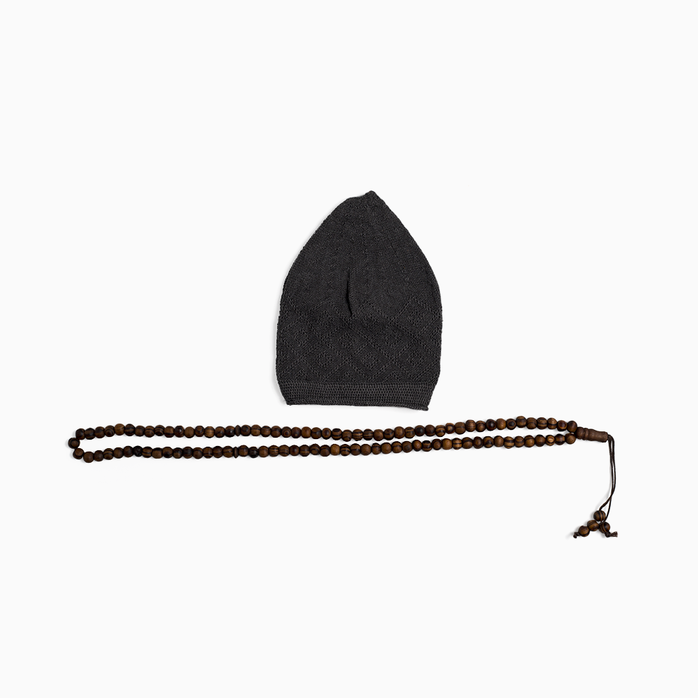 ABDEEZ Prayer Cap Collection (Pack of 5) + Wooden Tasbeeh (Not for Use)