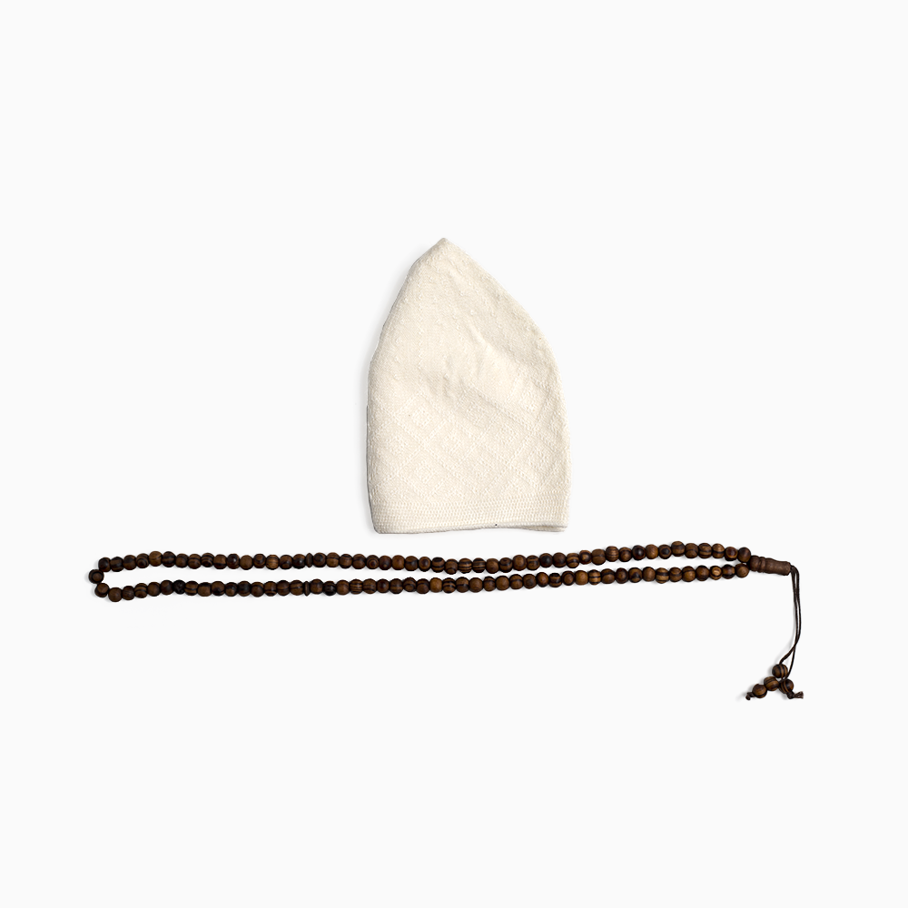 ABDEEZ Prayer Cap Collection (Pack of 5) + Wooden Tasbeeh (Not for Use)