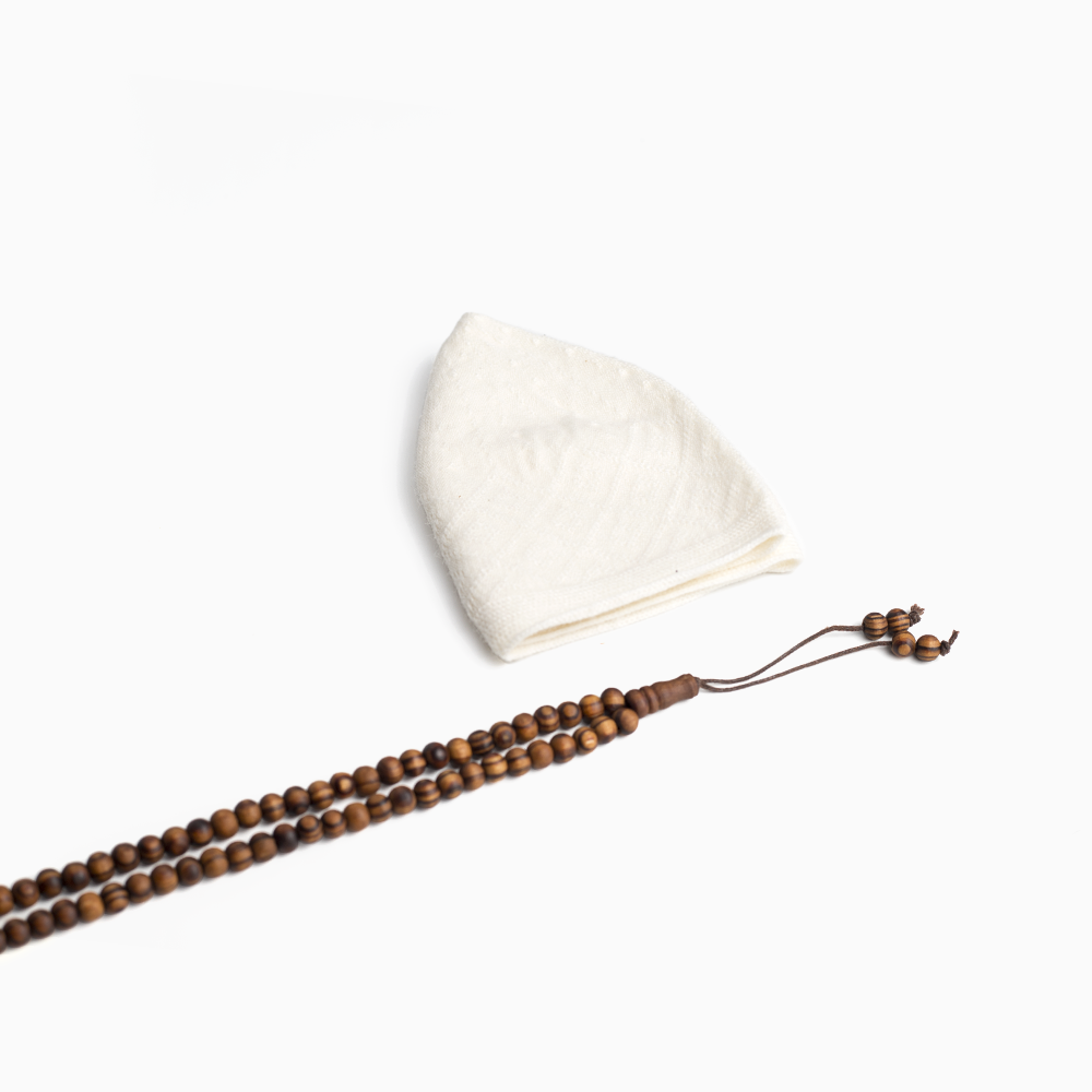 ABDEEZ Prayer Cap Collection (Pack of 5) + Wooden Tasbeeh (Not for Use)