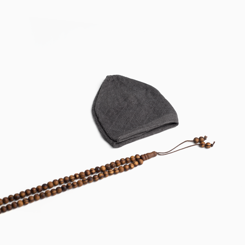 ABDEEZ Prayer Cap Collection (Pack of 5) + Wooden Tasbeeh (Not for Use)