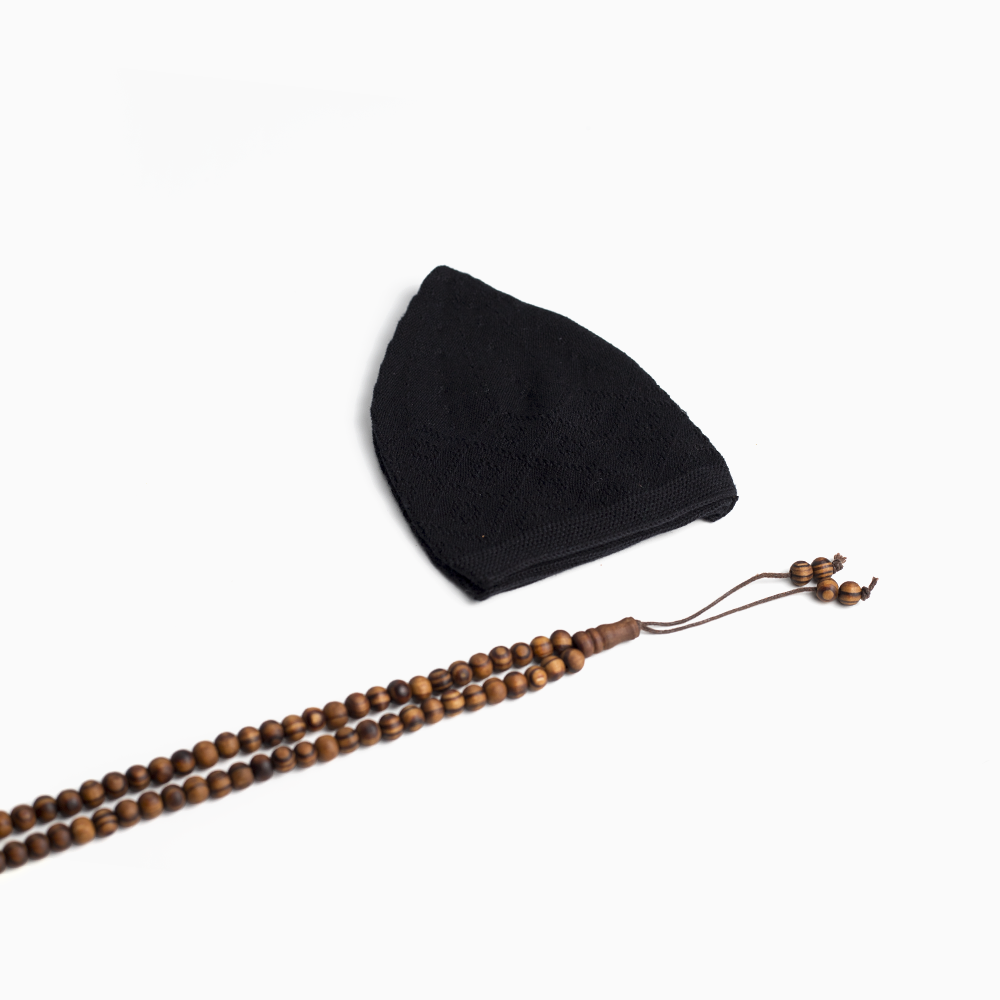 ABDEEZ Prayer Cap Collection (Pack of 5) + Wooden Tasbeeh (Not for Use)