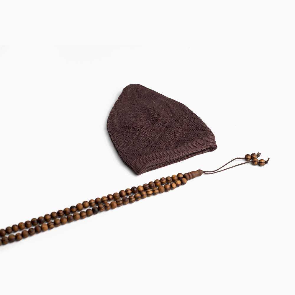 ABDEEZ Prayer Cap Collection (Pack of 5) + Wooden Tasbeeh (Not for Use)